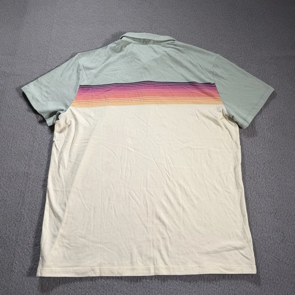 Marine Layer Polo Shirt Striped Grey Mist Short Sleeve Mens L/XL New - Picture 6 of 10